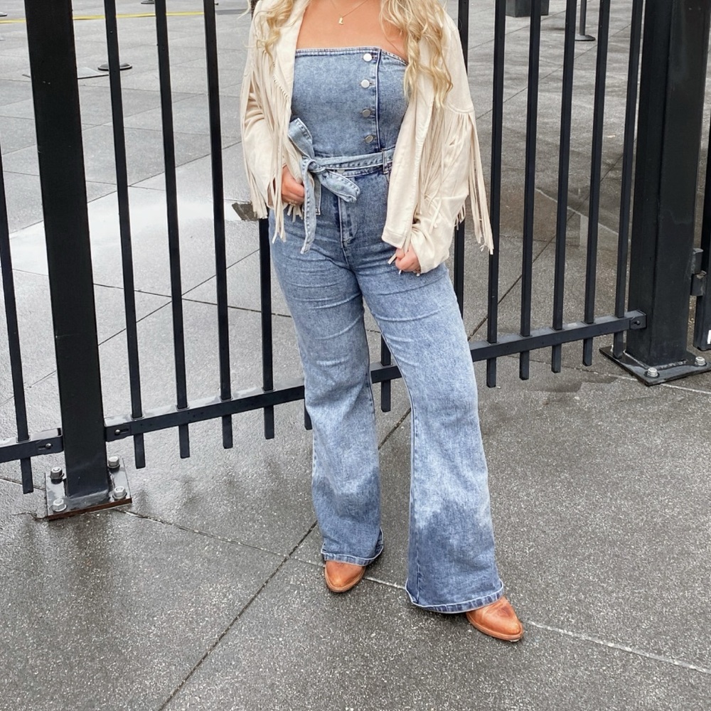 boutique denim jumpsuit